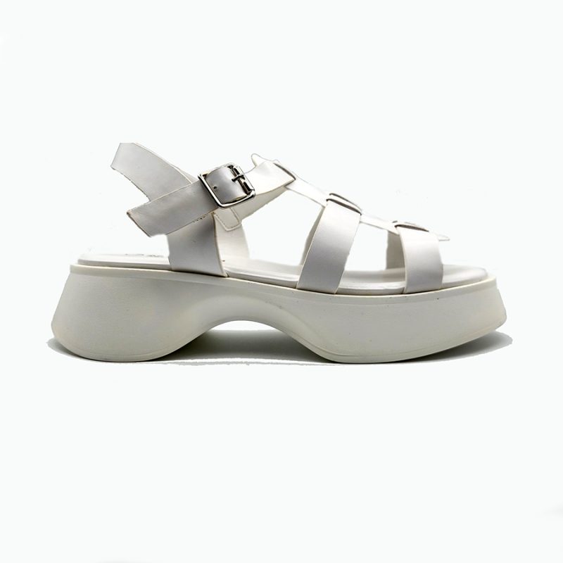 Sandales plateforme à brides tressées en simili mat - Blanche – Image 2
