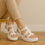 Sandales plateforme à brides tressées en simili mat - Blanche