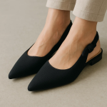 Ballerines tressées à bout pointu et nœud décoratif