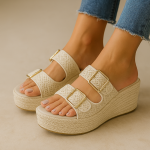 Sabot compensée en corde avec doubles brides à boucle