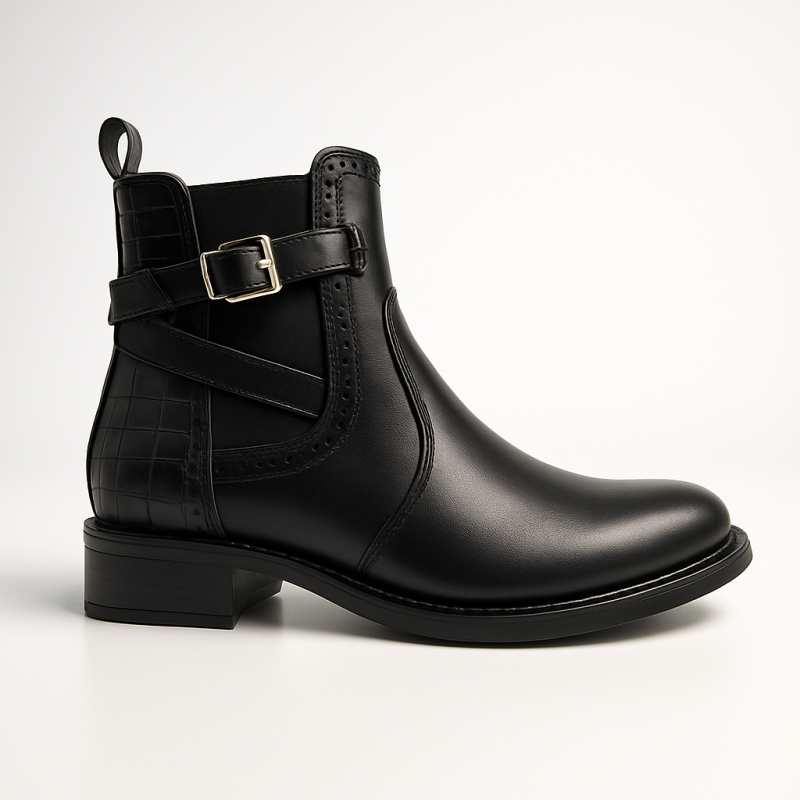 Bottines Femme Élégantes – Détails Croco avec Boucle Métallique – Image 2
