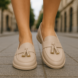 Mocassin à pompons chic - Beige